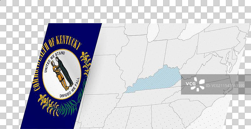 现代风格的肯塔基州地图，带有州旗图片素材