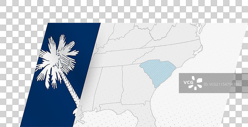 现代风格的南卡罗来纳州地图，带有州旗图片素材