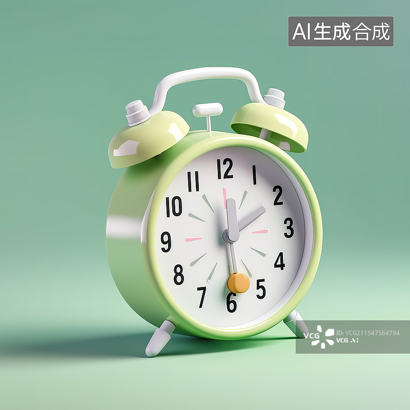 【AI数字艺术】清新绿韵闹钟图片素材