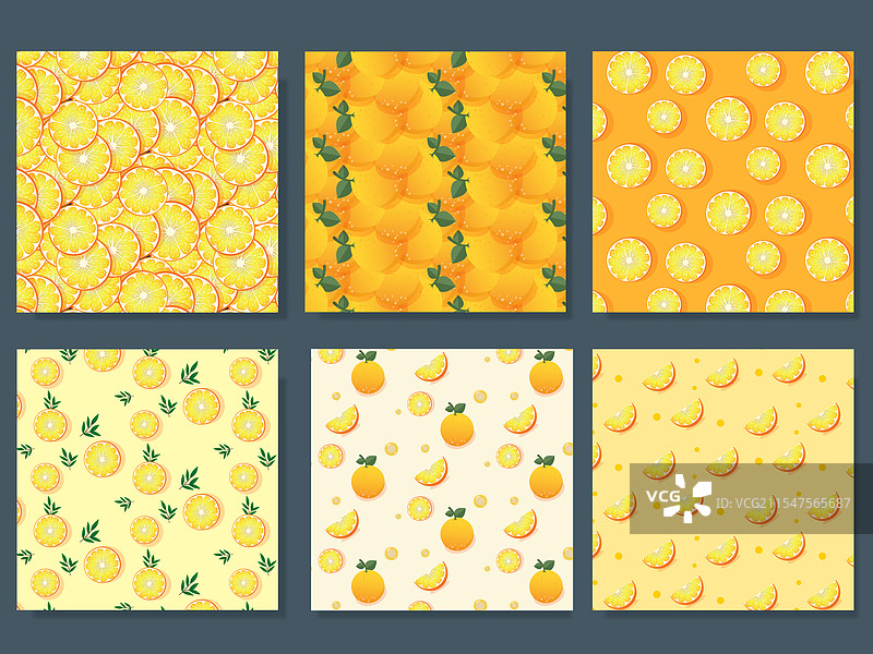 涂鸦风格的杂货图案，橙色水果食品图片素材