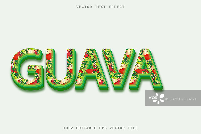 番石榴 3D 文本效果 真实纹理 EPS图片素材