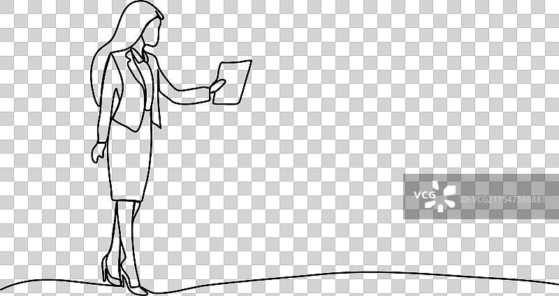穿着商务套装的女性一笔画动画图片素材