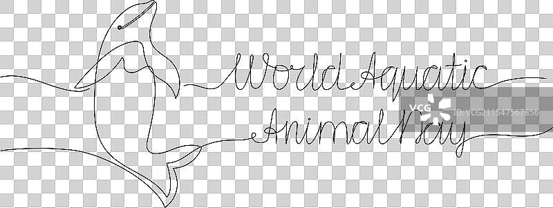 世界水生动物日横幅的线条艺术图片素材