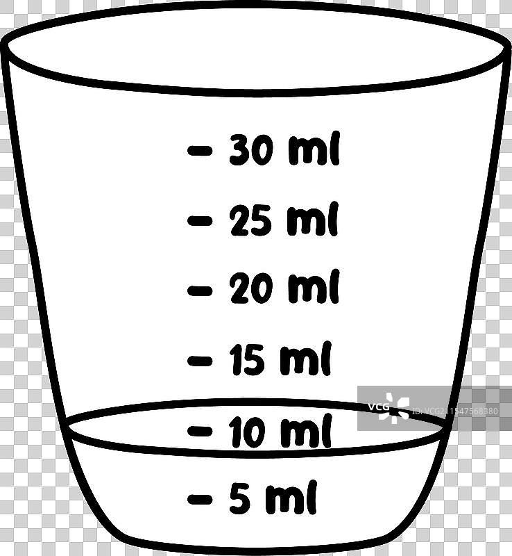 药物测量杯与液体药物图片素材