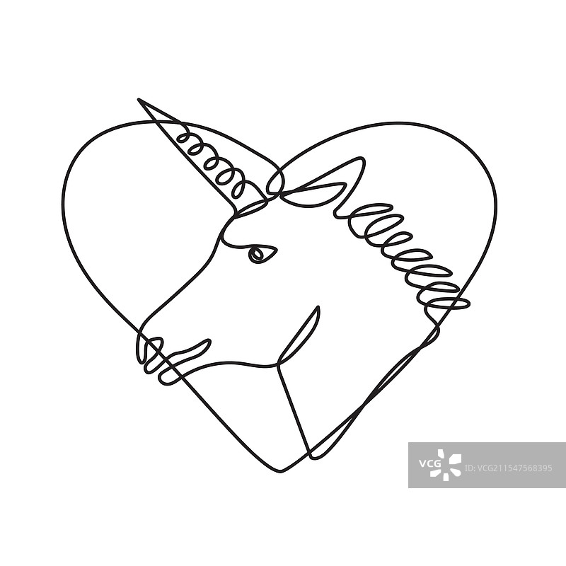 心形内的独角兽头部连续图案图片素材