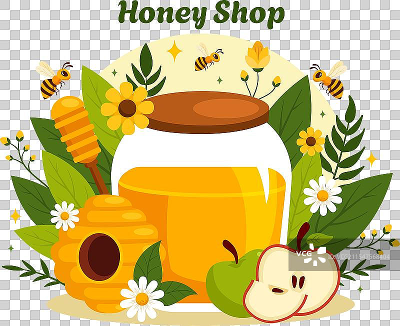 蜂蜜商店，出售天然有用的产品罐和蜜蜂图片素材