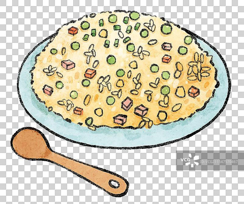 江苏扬州美食国风插画-扬州炒饭图片素材