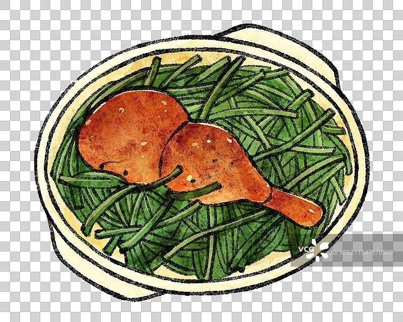 江苏扬州美食国风插画-八宝葫芦鸭图片素材