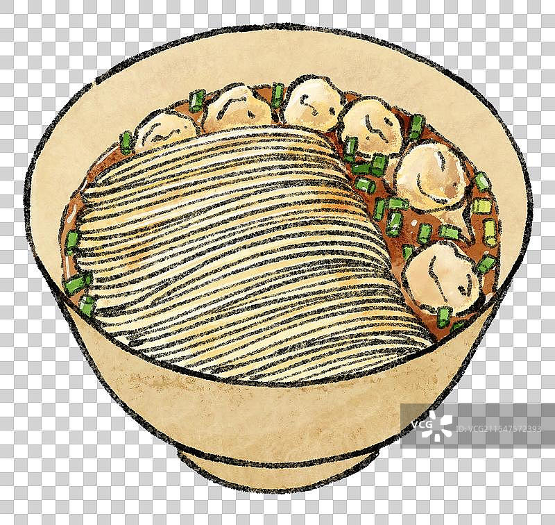 江苏扬州美食国风插画-扬州饺面图片素材