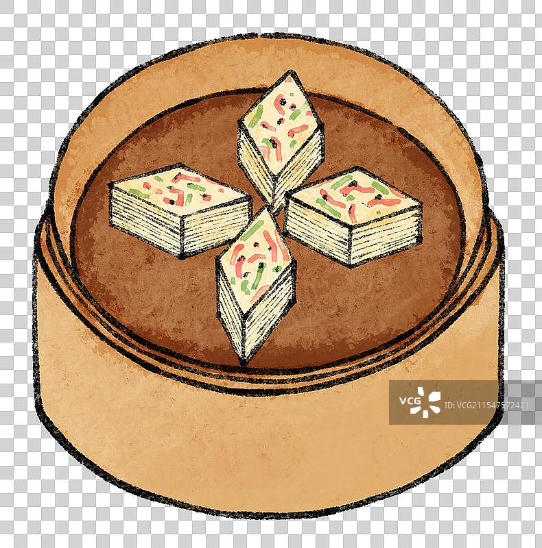 江苏扬州美食国风插画-千层油糕图片素材