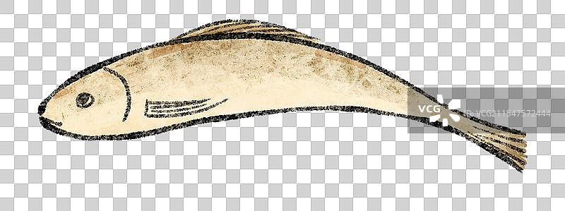 江苏扬州美食国风插画-清蒸刀鱼图片素材