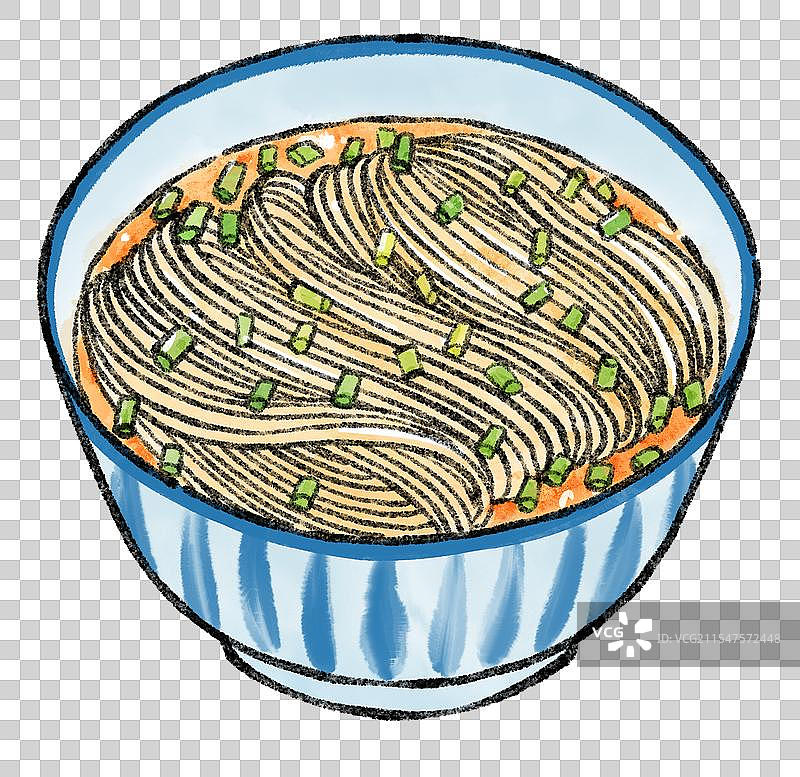 江苏扬州美食国风插画-阳春面图片素材