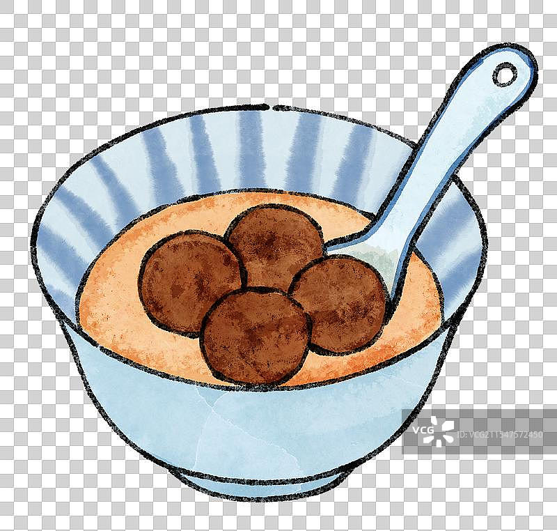 江苏扬州美食国风插画-藕粉圆子图片素材