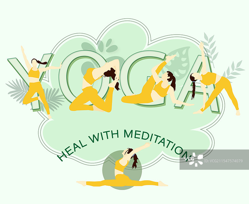 国际瑜伽日设计横幅，主题为“疗愈与和谐”图片素材