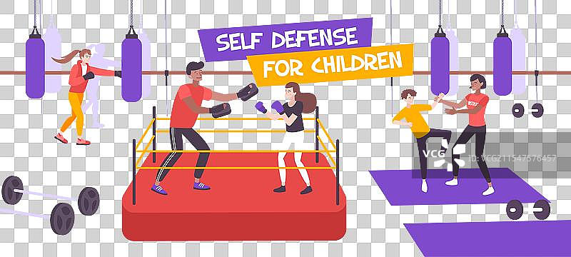儿童拳击课程的构图图片素材
