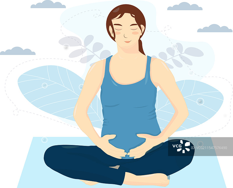 孕妇冥想锻炼与婴儿图片素材