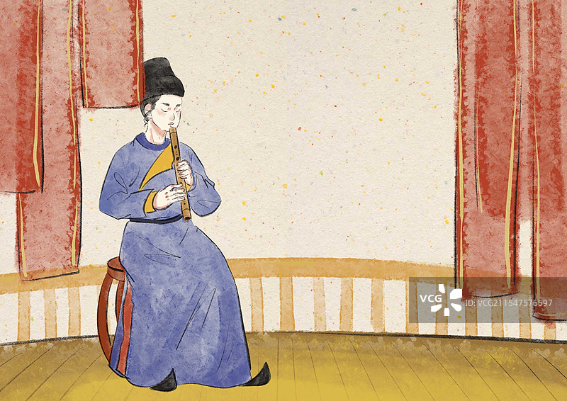 唐朝鼓乐插画图片素材