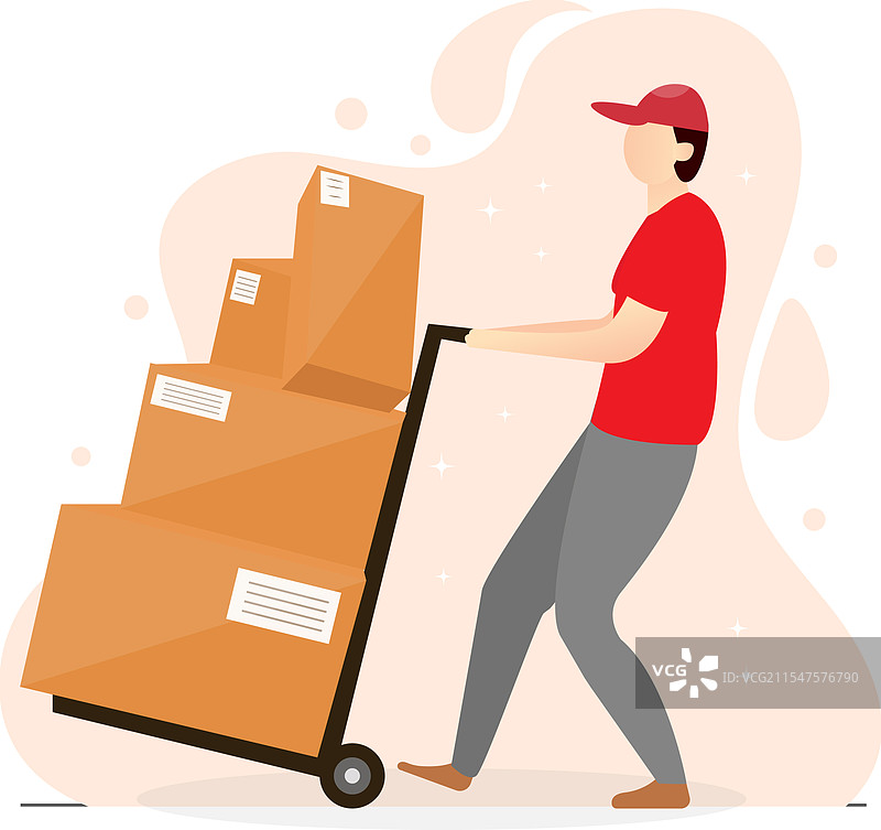 仓库工人正在搬运平放的箱子图片素材