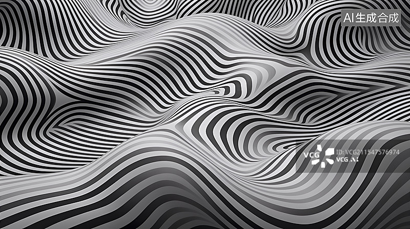 【AI数字艺术】黑白曲线抽象背景图片素材