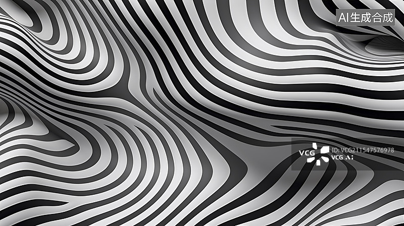 【AI数字艺术】黑白曲线抽象背景图片素材