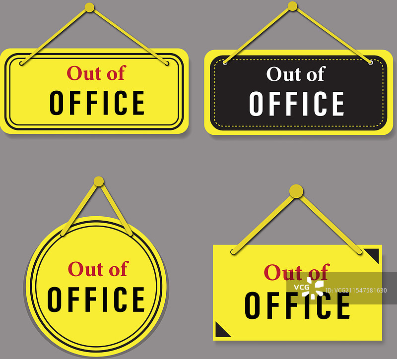 黄色的外出办公室标签集合图片素材
