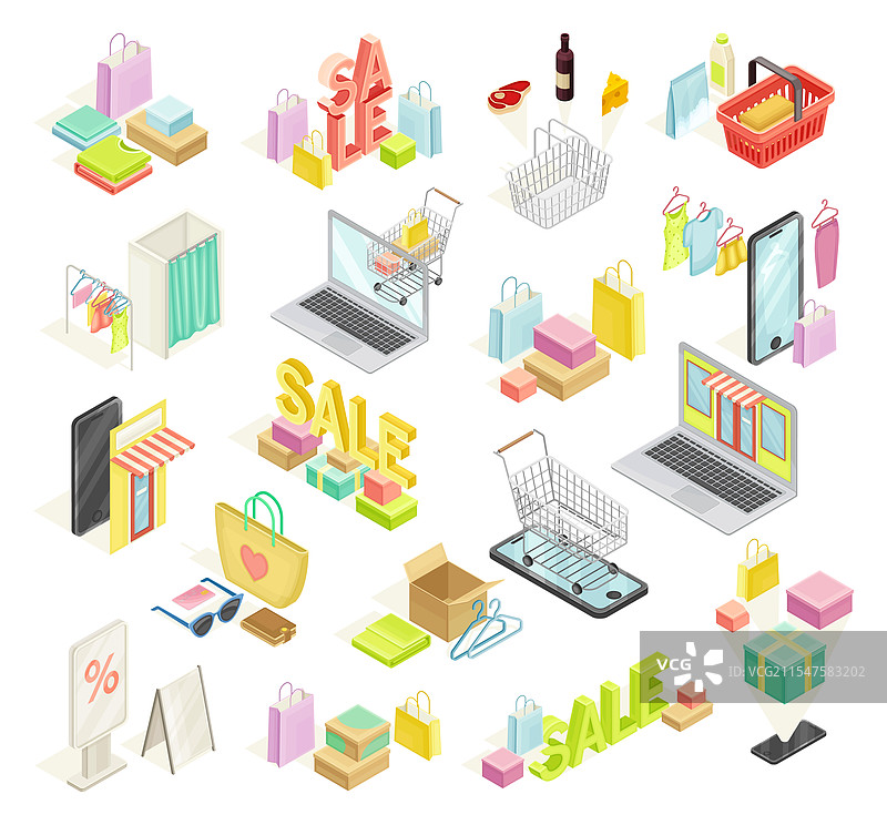 在线购物和电子商务与购买框图片素材
