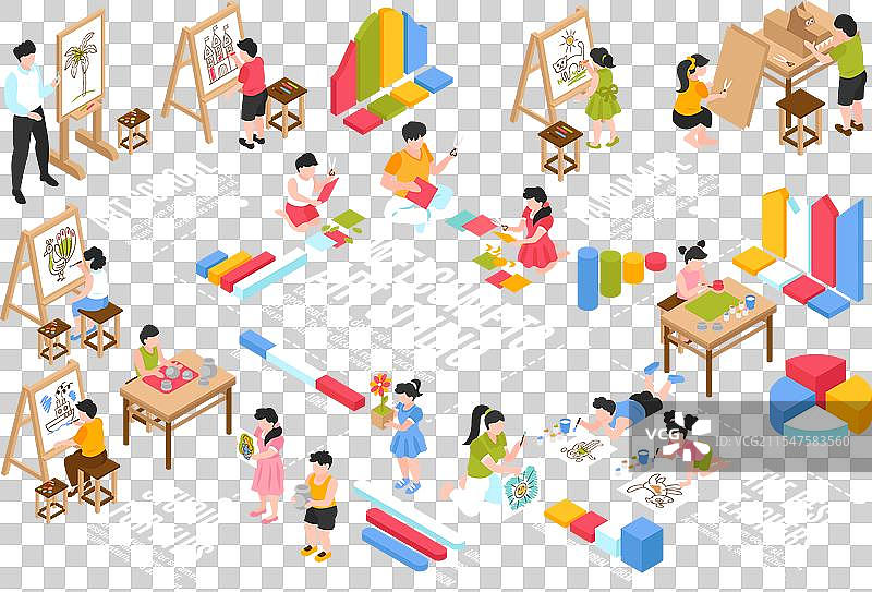 等距儿童艺术学校横向图图片素材