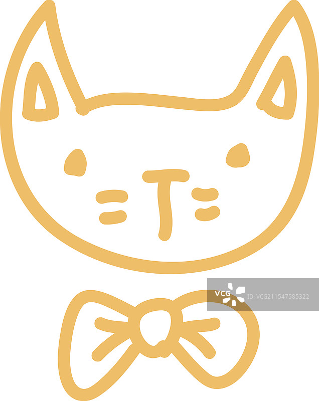 手绘猫咪肖像线条画图片素材