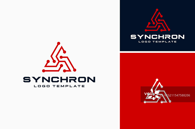 三角形电路连接线数字科技标志图片素材