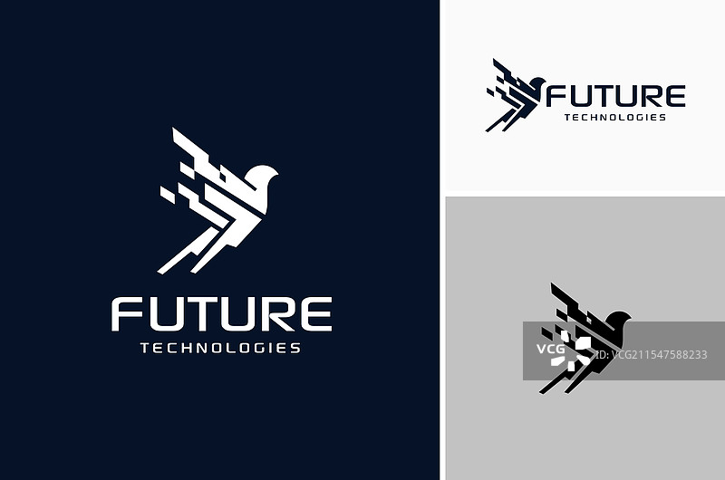 数字飞行机器人鹰隼翅膀标志图片素材