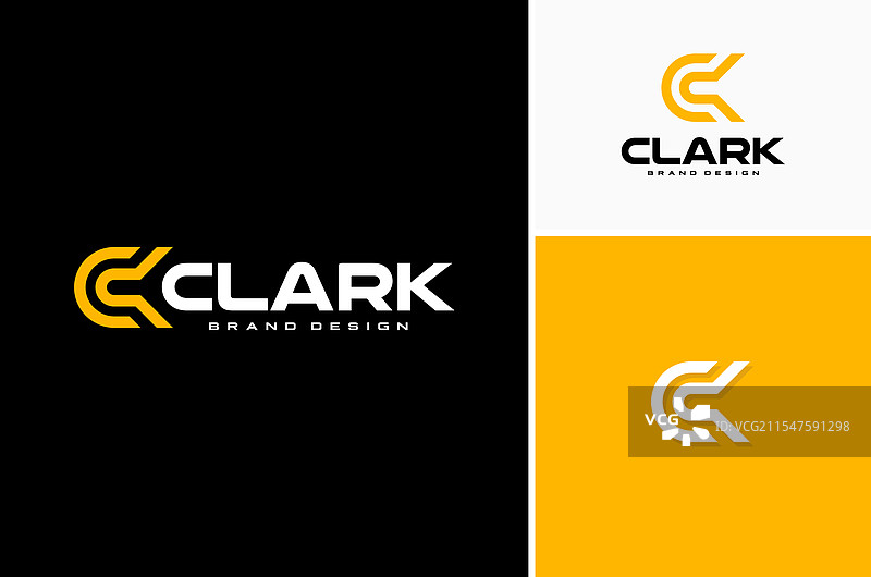 现代字母C或CK KC单字母组合标志图片素材