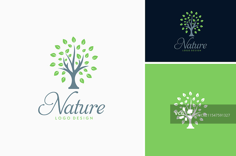 美丽的树叶为自然风景logo图片素材