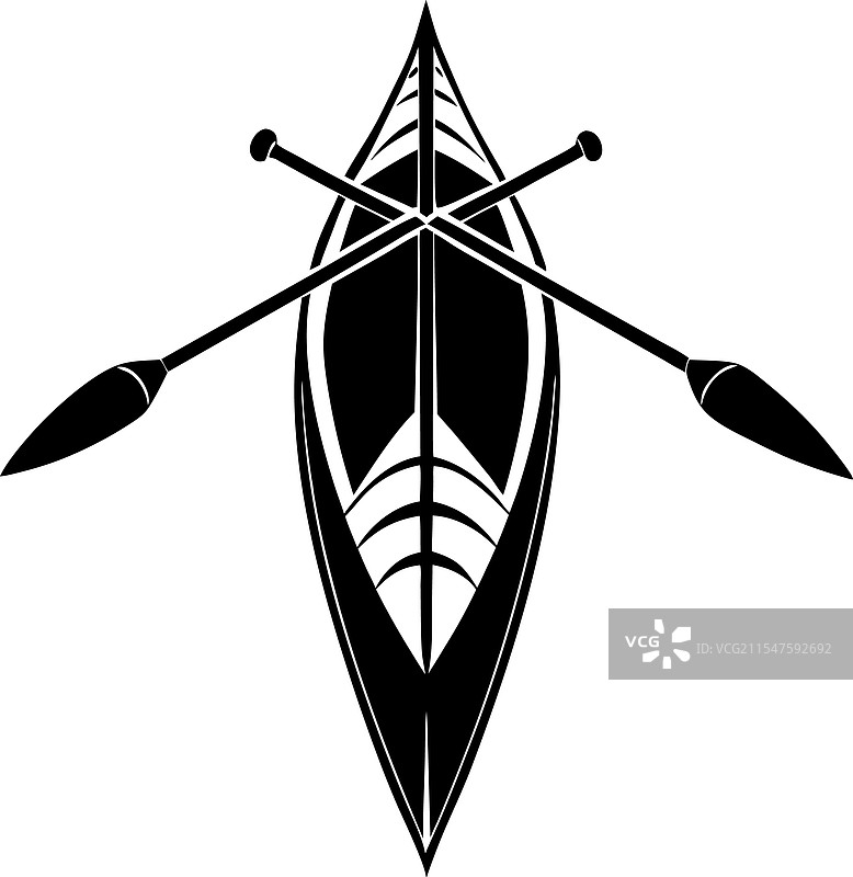 激动人心的皮划艇剪影设计，极简风格图片素材