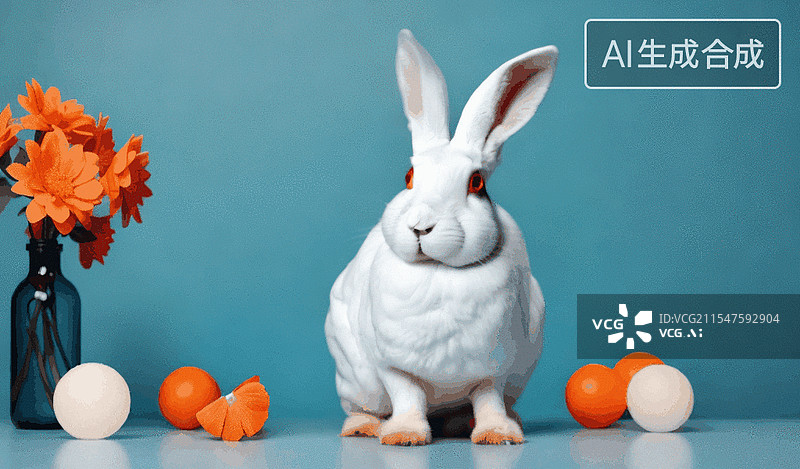 【AI数字艺术】白兔静物图片素材