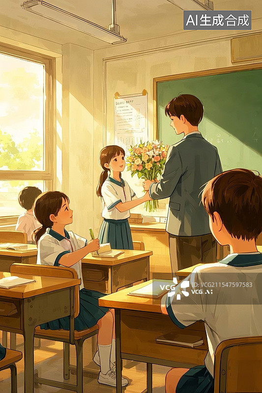 【AI数字艺术】教师节海报素材插画图片素材