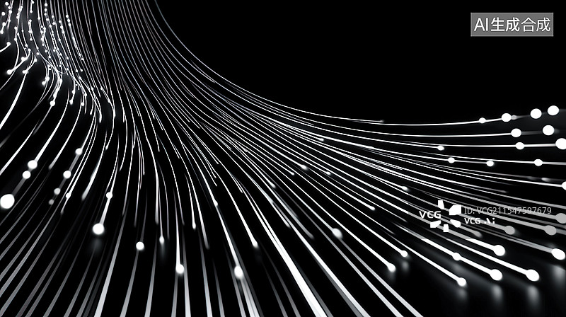 【AI数字艺术】科技感银色光纤背景图片素材