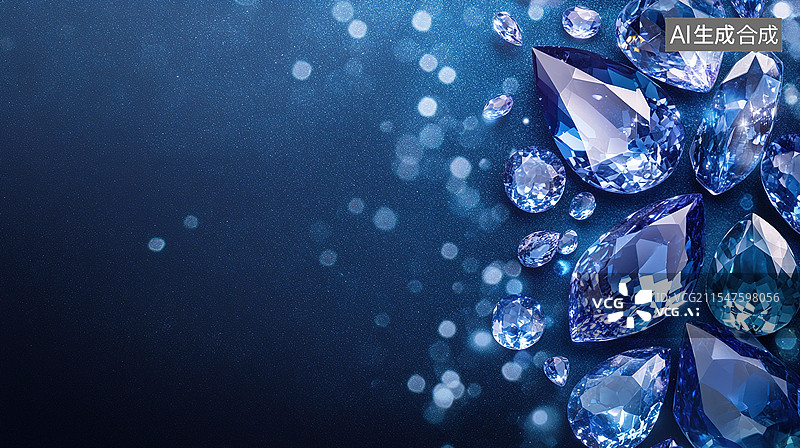 【AI数字艺术】蓝色宝石特写图片素材