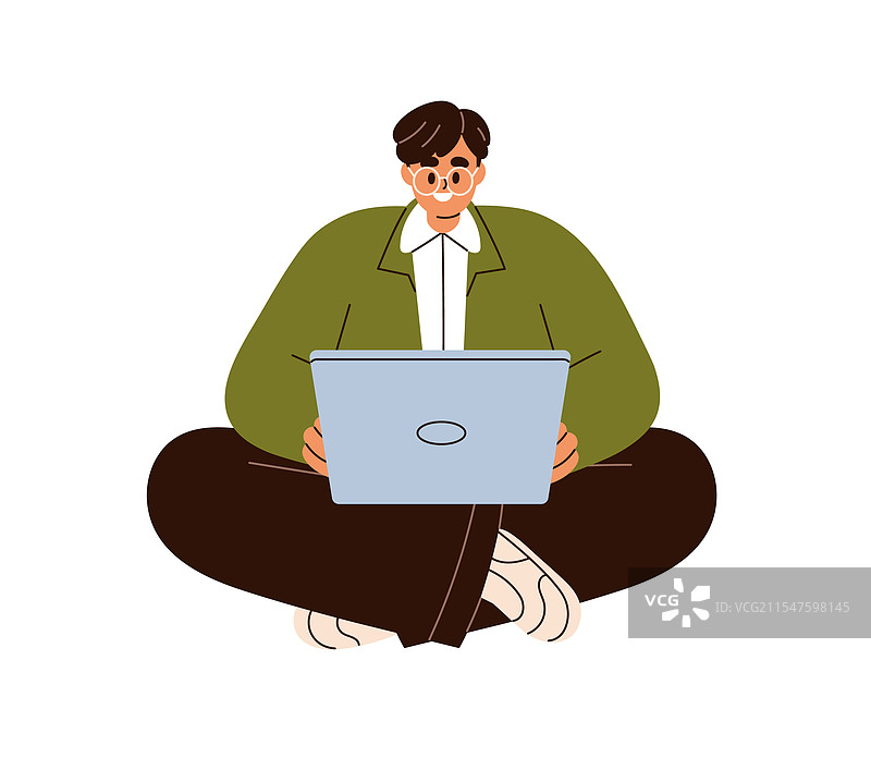 在线自由职业者在笔记本电脑上工作图片素材