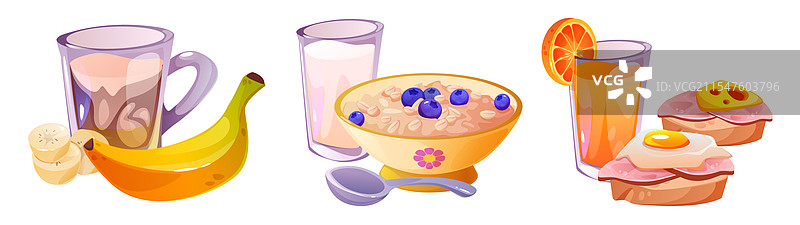 早餐套餐与早晨组合图片素材