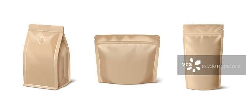 米色牛皮纸咖啡袋样机套装图片素材