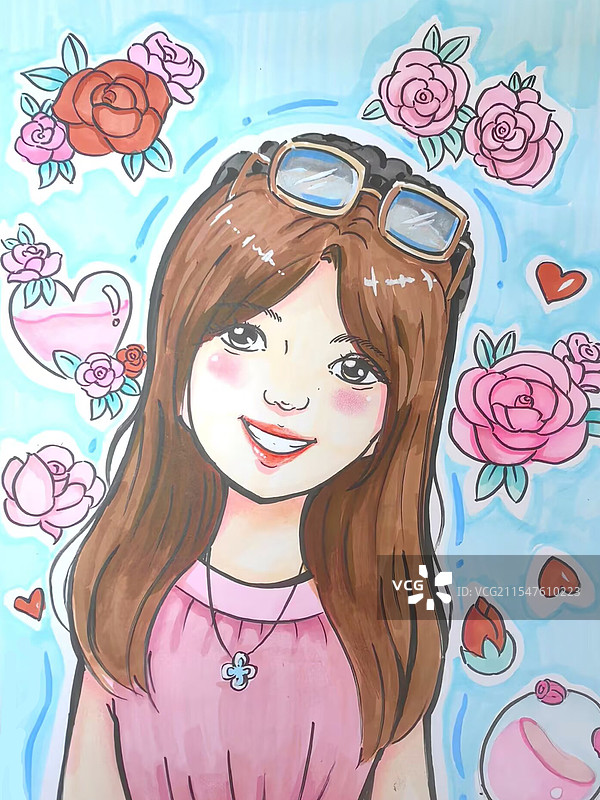 手绘马克笔头像图片素材