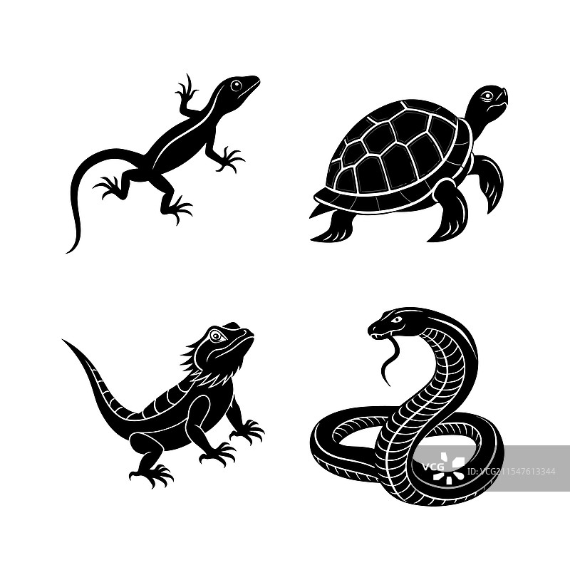爬行动物家养动物剪影合集图片素材