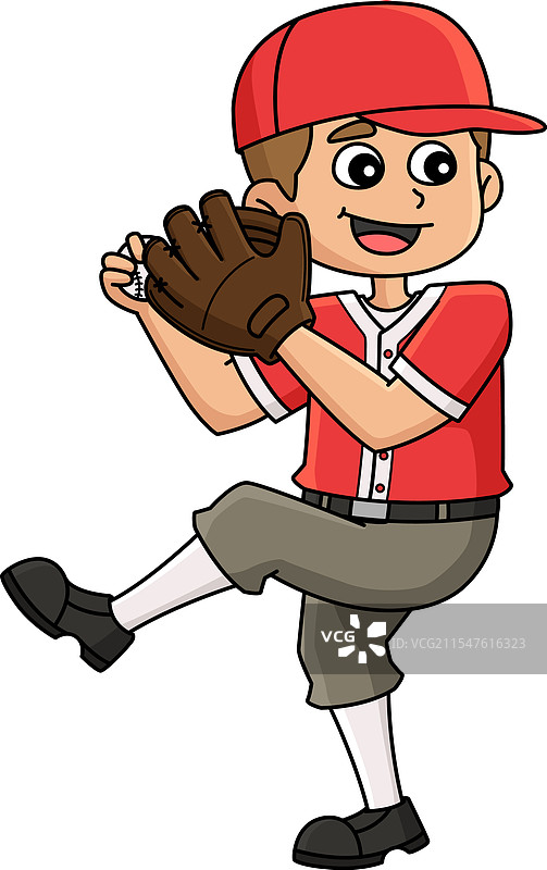 卡通彩色棒球投手剪贴画图片素材