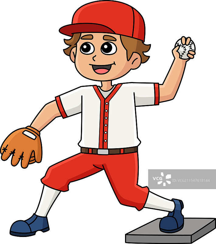 卡通彩色棒球手插图图片素材