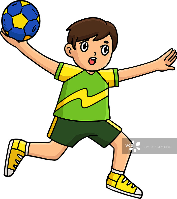 手球运动员跳投的卡通剪贴画图片素材