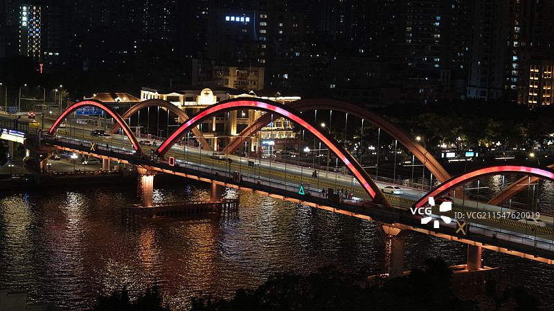 广州珠江解放桥夜景图片素材