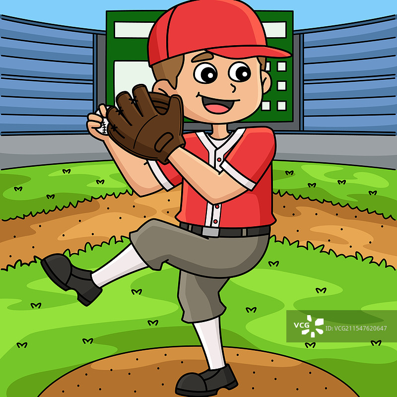彩色卡通棒球投手图片素材
