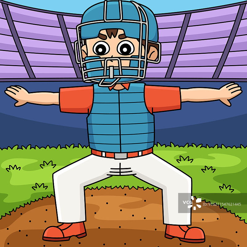 彩色卡通棒球裁判图片素材