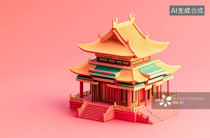 【AI数字艺术】国风建筑插画图片素材