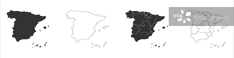 西班牙行政区划政治地图图片素材